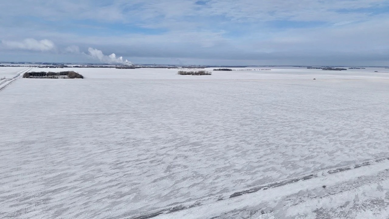 Aerial drone view across the tillable acres