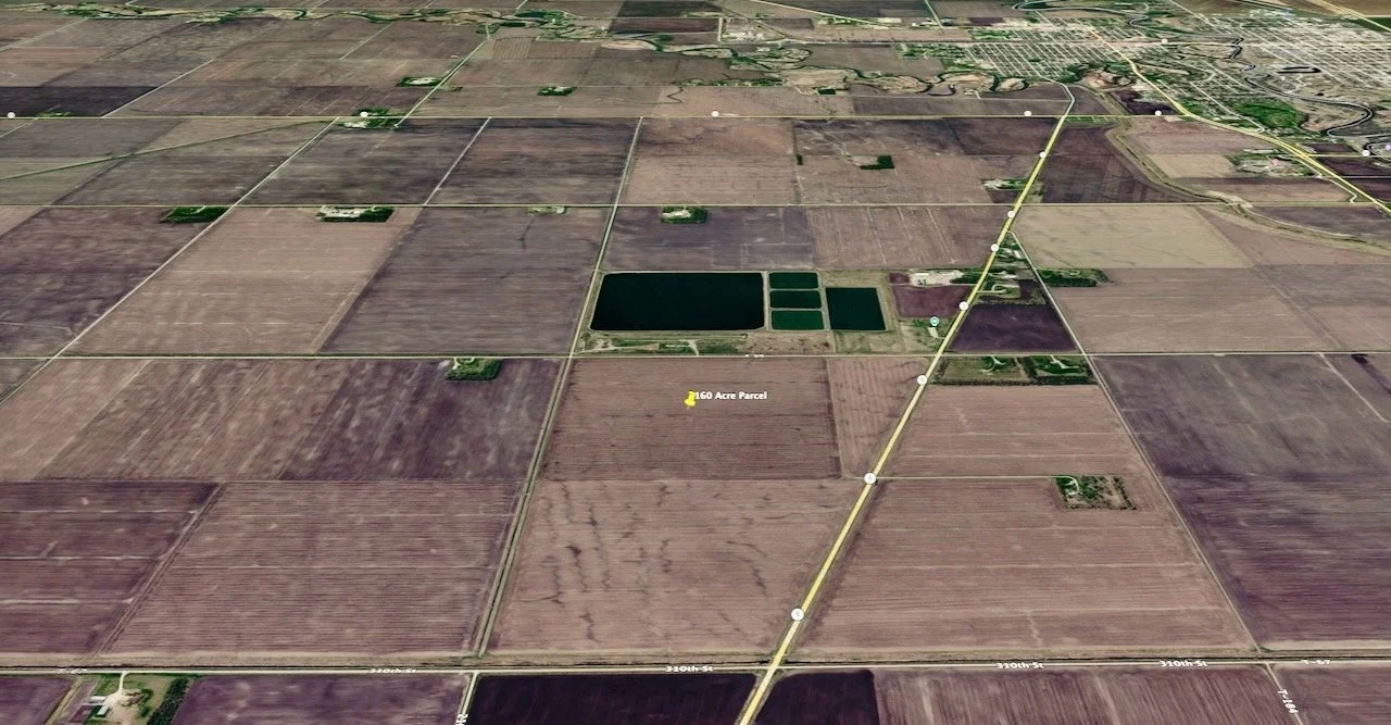 Satellite view of the parcel and surrounding farmland
