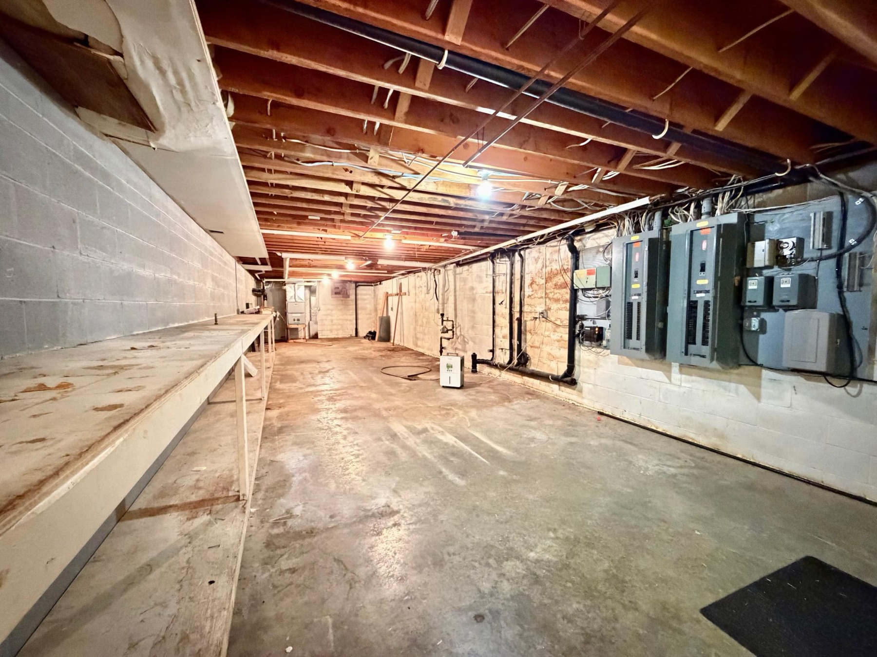 Unfinished basement storage