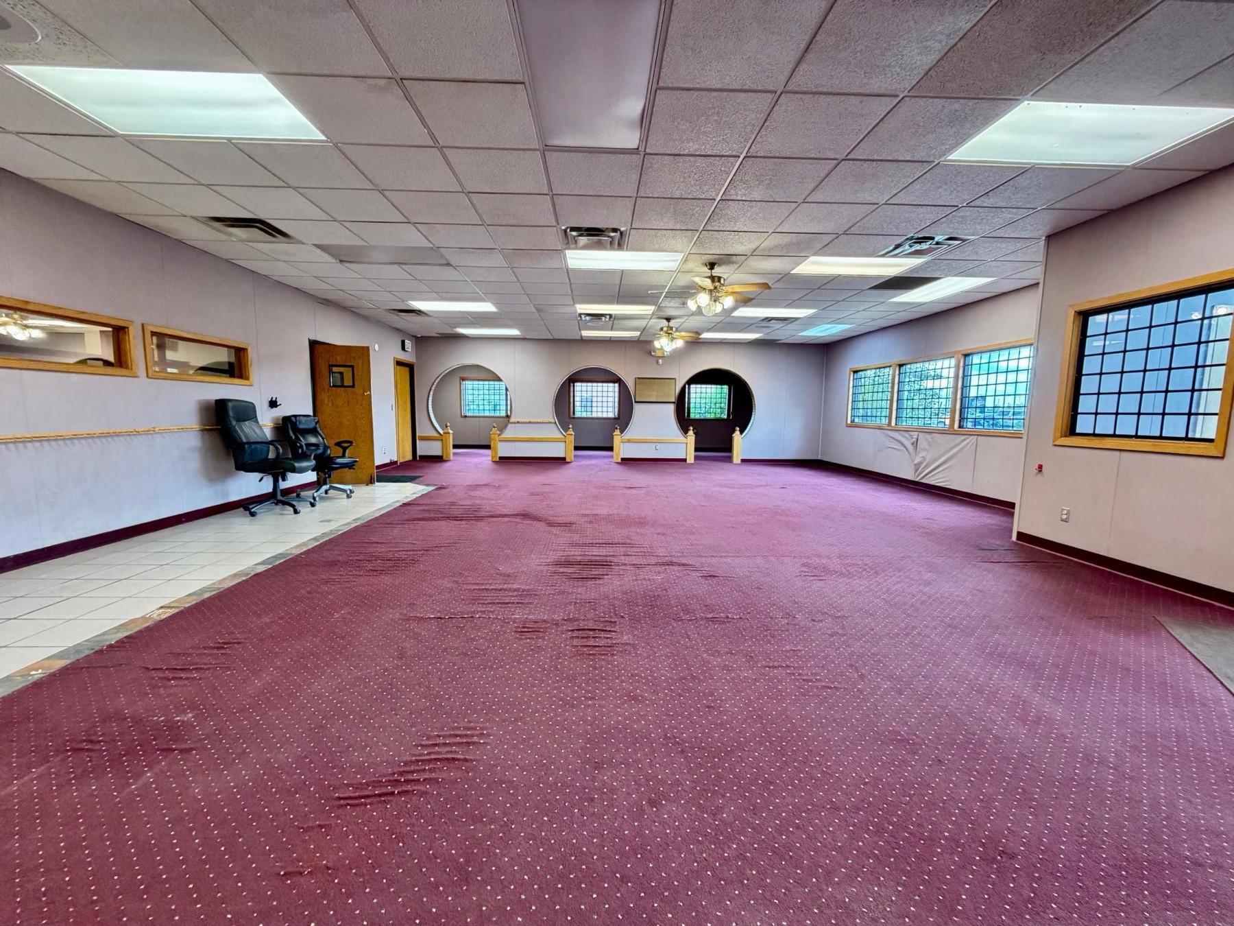 Main-level room with arched openings